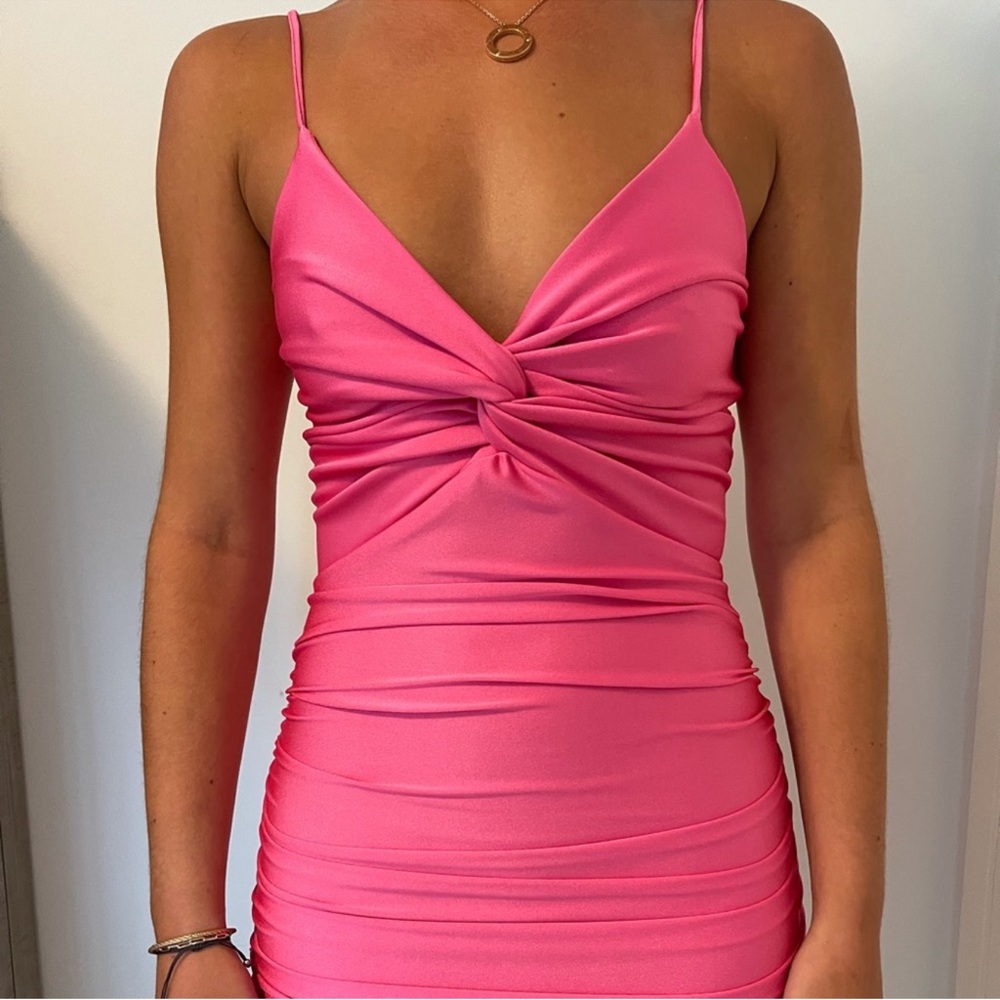 Lucy in the Sky Hot Pink Twist Mini Dress